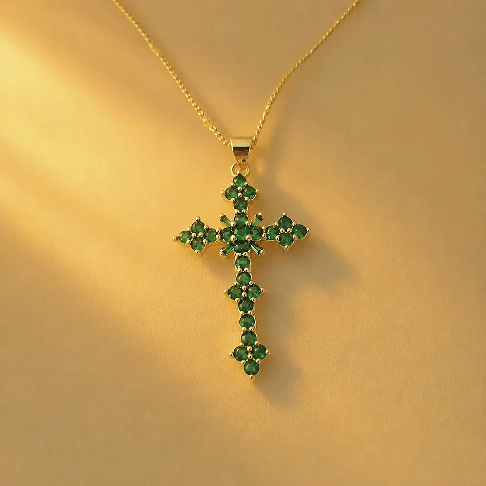 CADENA CRUZ ROMBOS VERDE