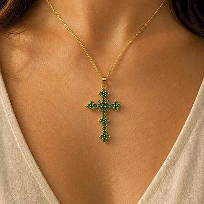 CADENA CRUZ ROMBOS VERDE