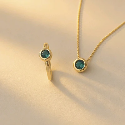 GRATIS LETRA✨SET CADENA Y SORTIJA CIRCON SOLITAIRE VERDE