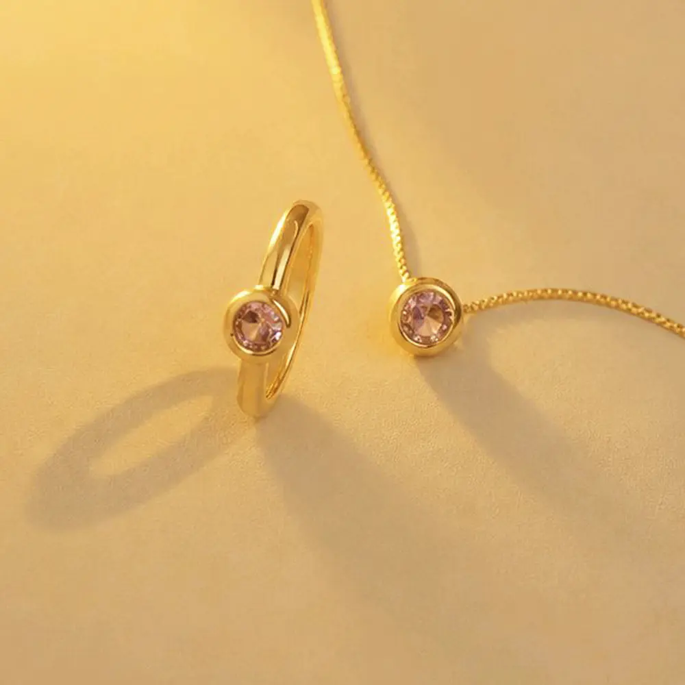 GRATIS LETRA✨SET CADENA Y SORTIJA CIRCON SOLITAIRE PALOROSA