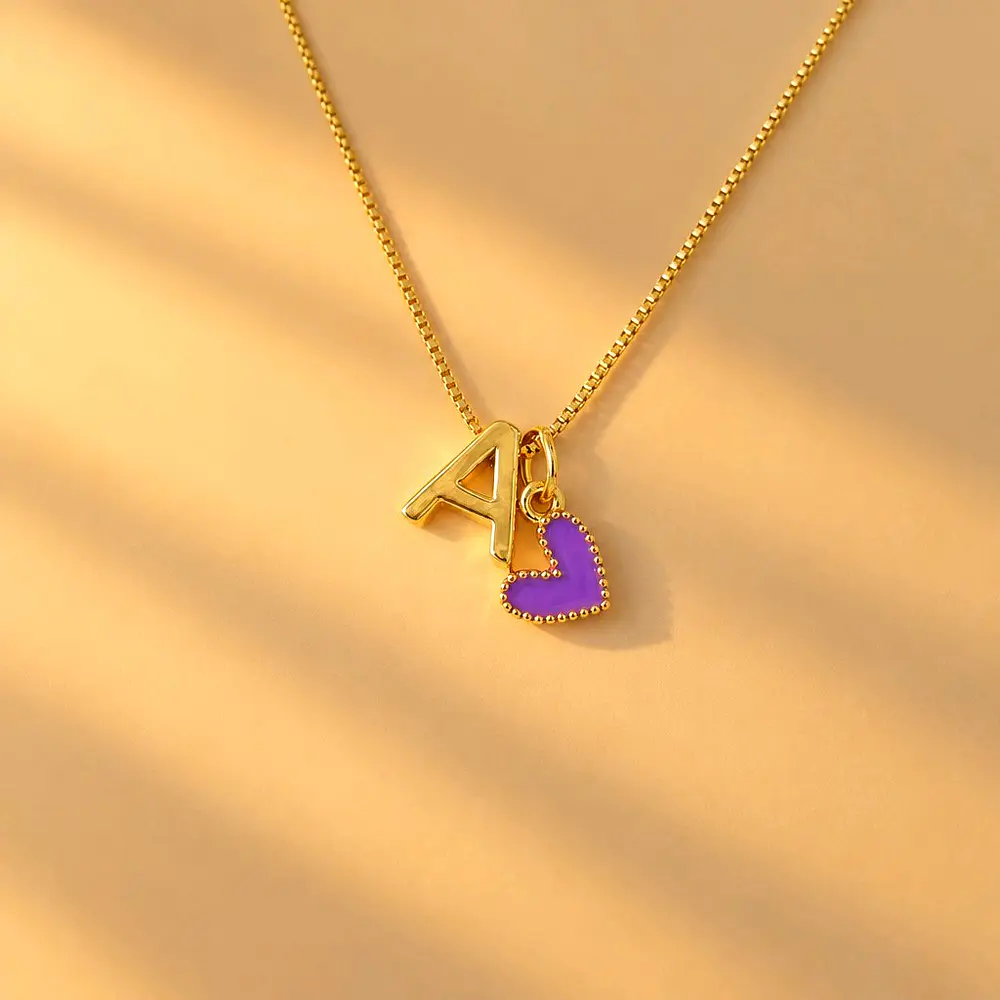 CADENA 1LETRA DORADA & CORAZON JOLIE MORADO