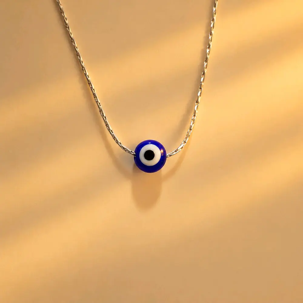 CADENA OJITO AZUL PLATA