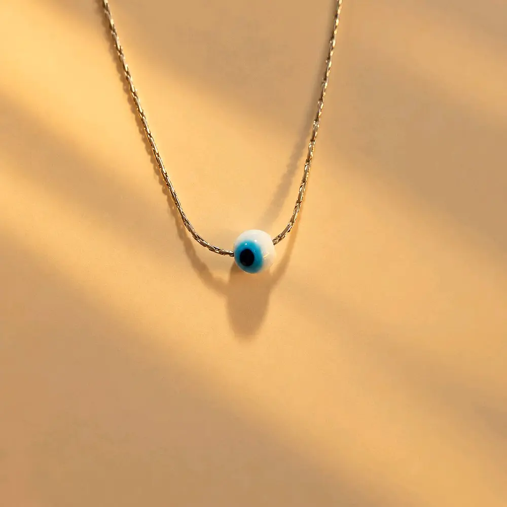 CADENA OJITO BLANCO PLATA