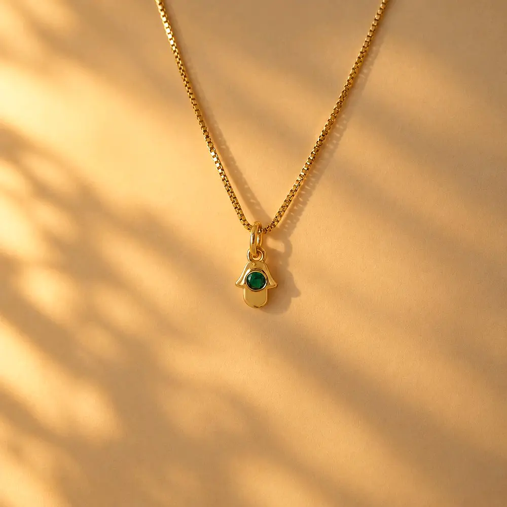 CADENA MINI HAMSA VERDE
