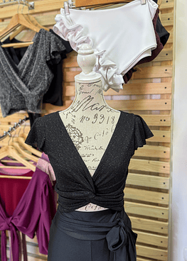 Isis Top Negro Print Brillos 