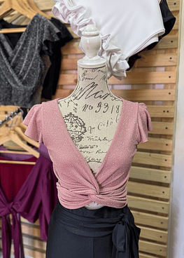 Isis Top Rosa con Brillos plateados 