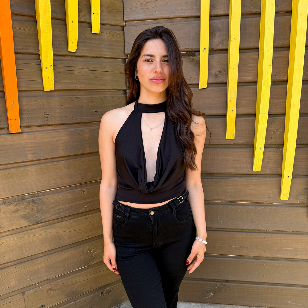 Ariana Top Choker Negro