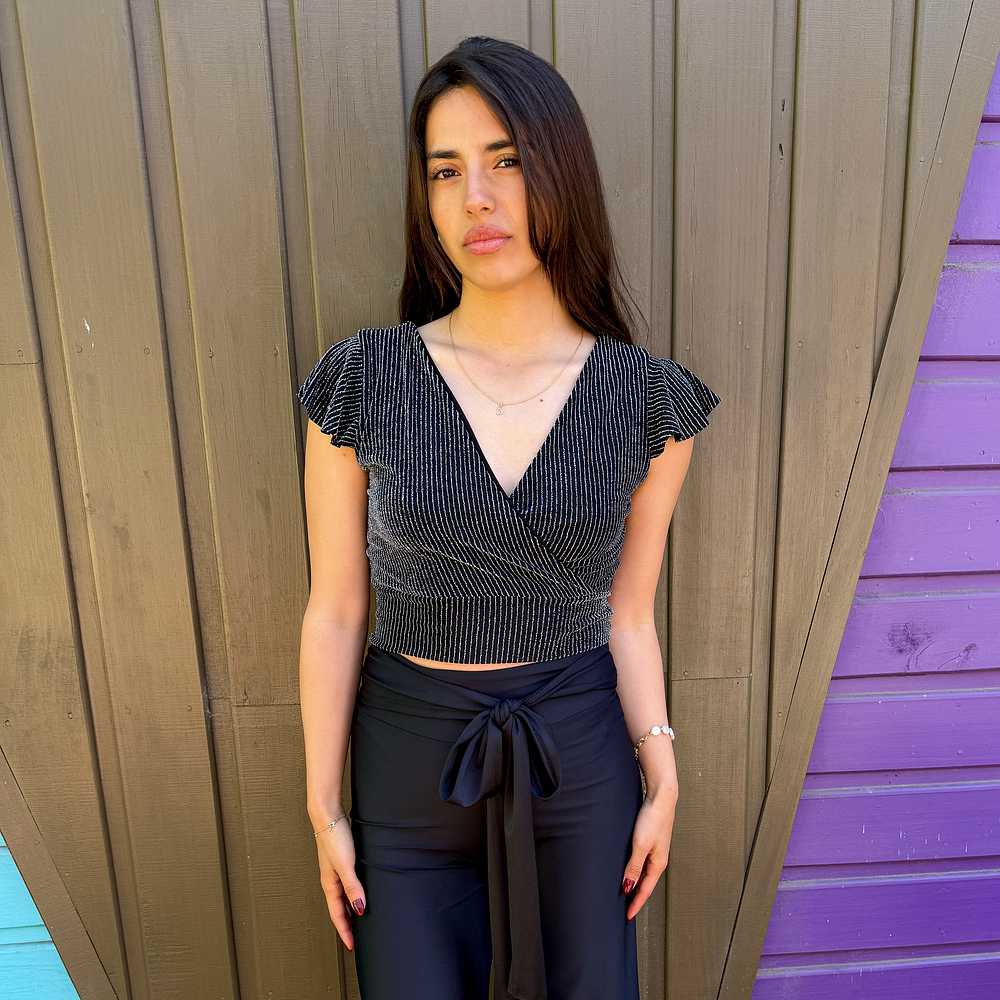 Florencia Top Ranurado Plateado