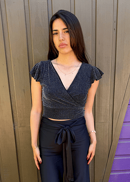 Florencia Top Ranurado Plateado