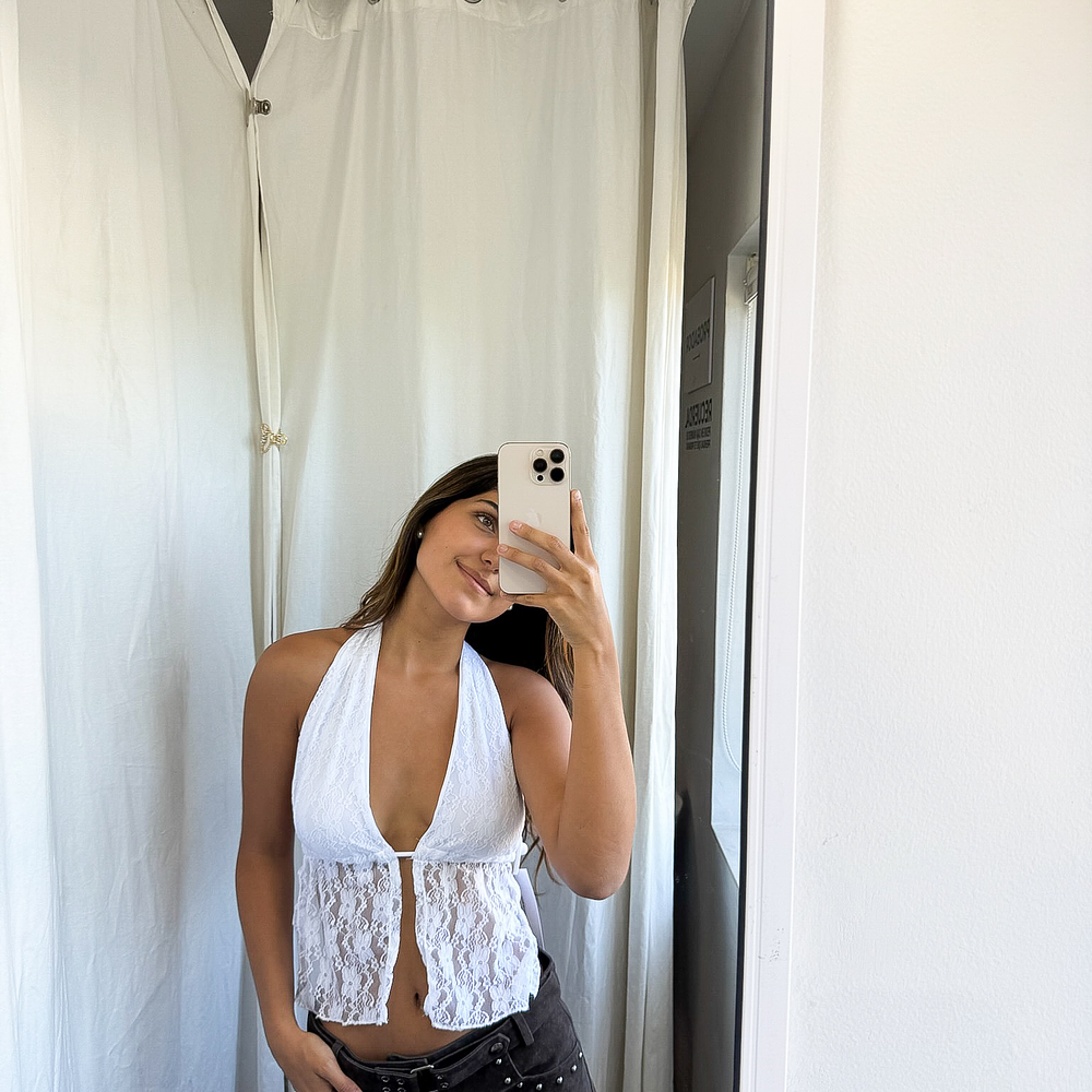 Dominga Top Encaje Blnaco