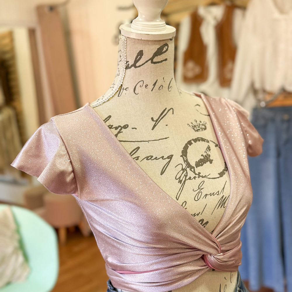 Isis Top Palo Rosa con Brillos