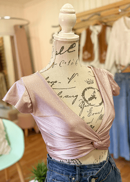 Isis Top Palo Rosa con Brillos