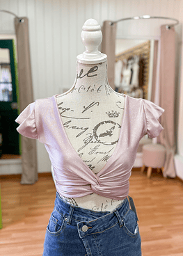 Isis Top Palo Rosa con Brillos