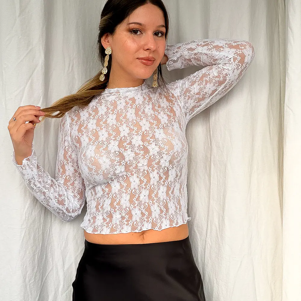 Eda Top Encaje Blanco M/Larga