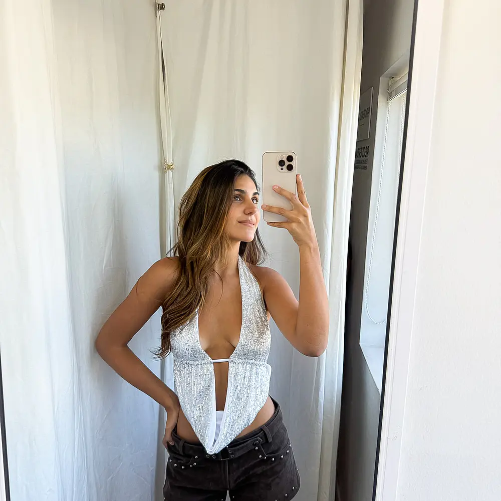 Rosalba Top Lentejuelas Plateado