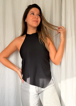 Eda Top Asimétrico sin espalda Negro