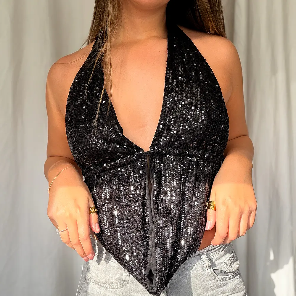 Rosalba Top Lentejuelas Negro