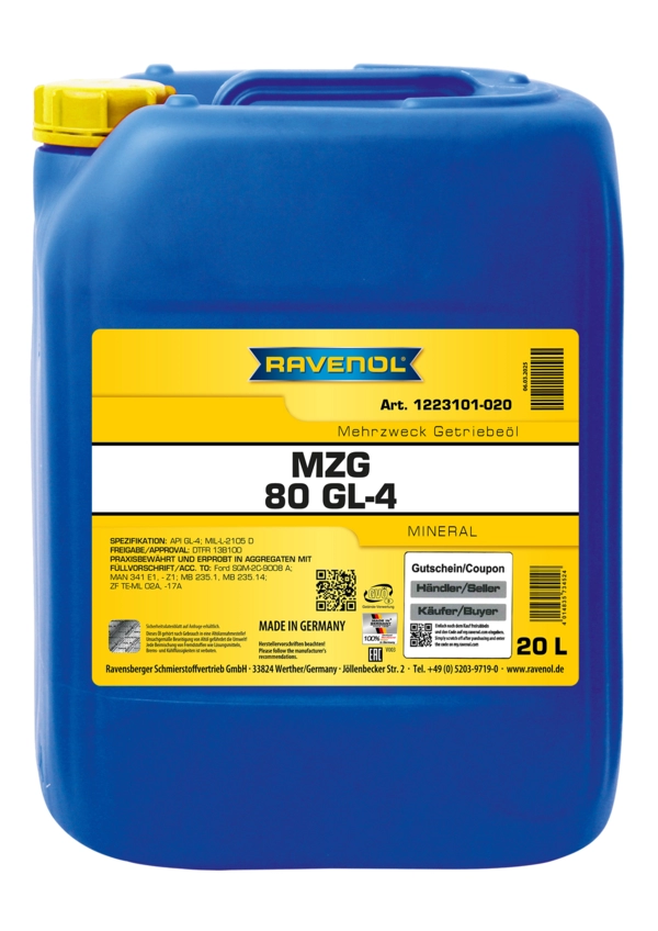 Aceite de engranajes RAVENOL MZG SAE 80 GL-4