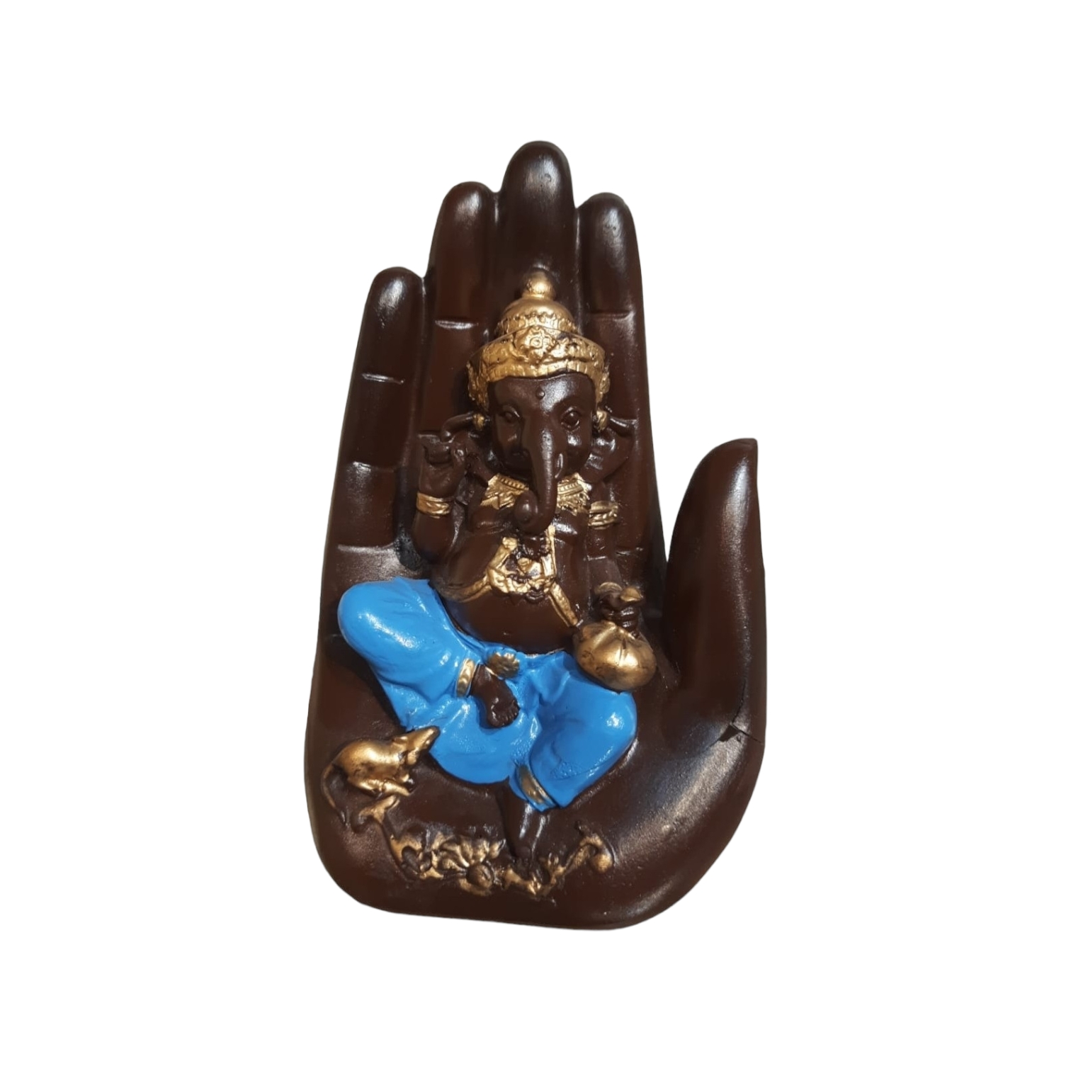 Ganesha en Palma de Mano de Poliresina - Sabiduría y Protección en tus Manos