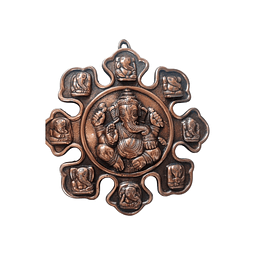 Colgante de Pared de Metal con 9 Variantes de Lord Ganesha - Diversidad Espiritual en Tu Espacio