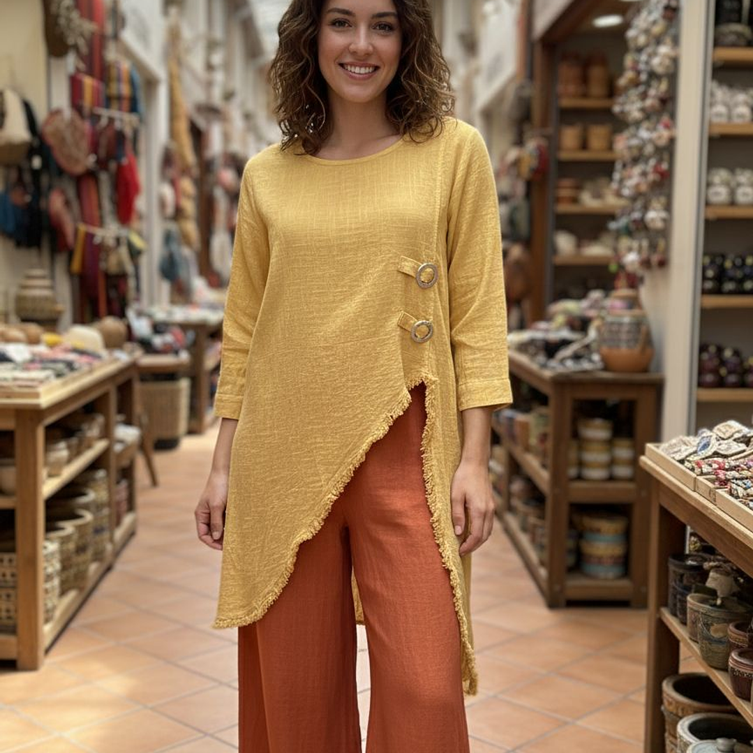 vestido Lino Manga  9