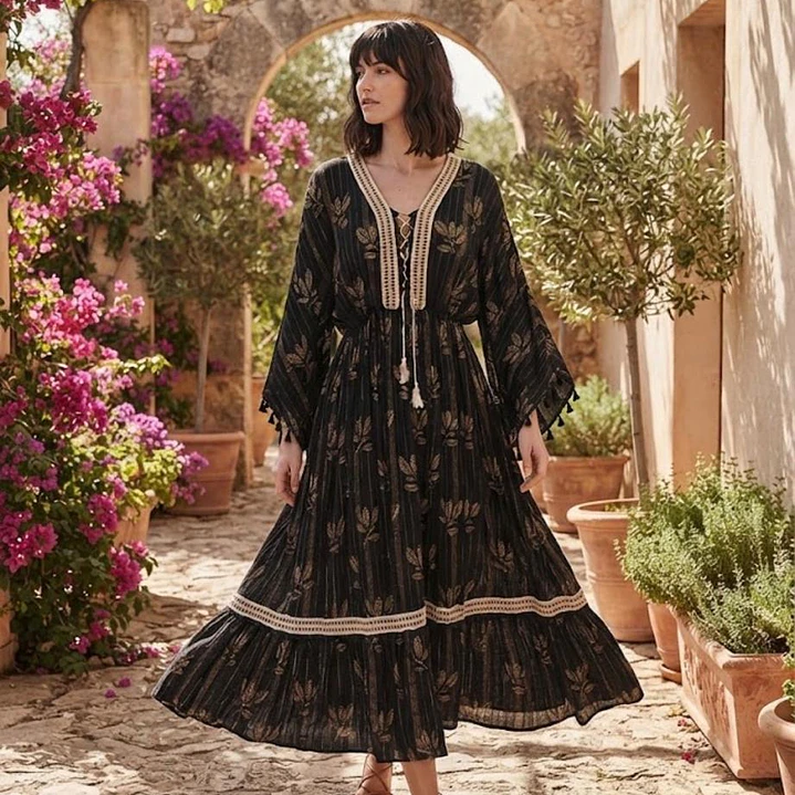 Lurex Vestido Largo Negro 1