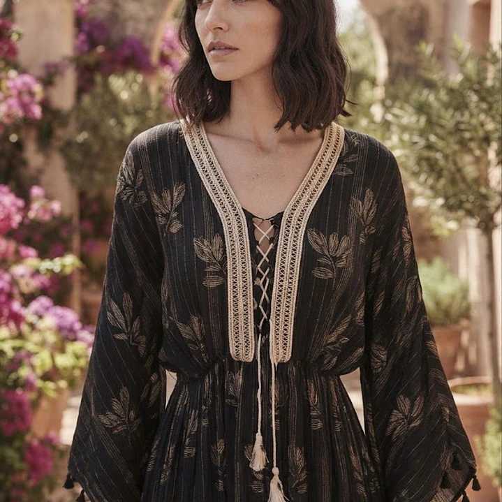 Lurex Vestido Largo Negro 2