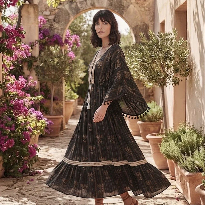 Lurex Vestido Largo Negro 3