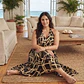 Vestido Largo Halter de Seda con Estampado Dorado - Hecho en India - thumbnail 1