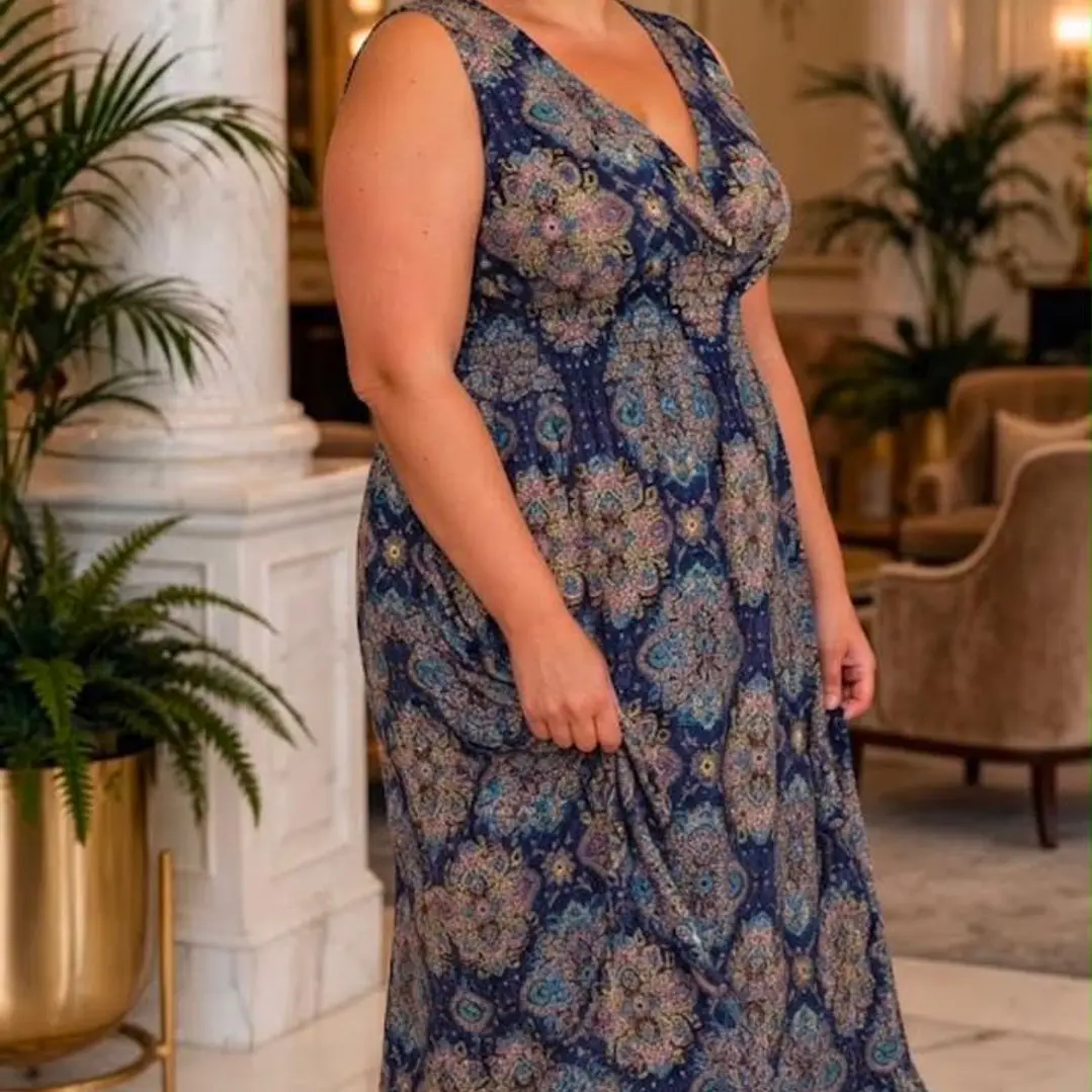 Vestido Largo de Georgette con Estampado Oriental 6