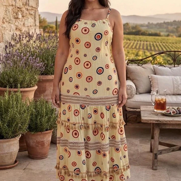 Elegancia Boho – Vestido Maxi de Lúrex de Tirantes con Trabajo de Yute y Encaje 6