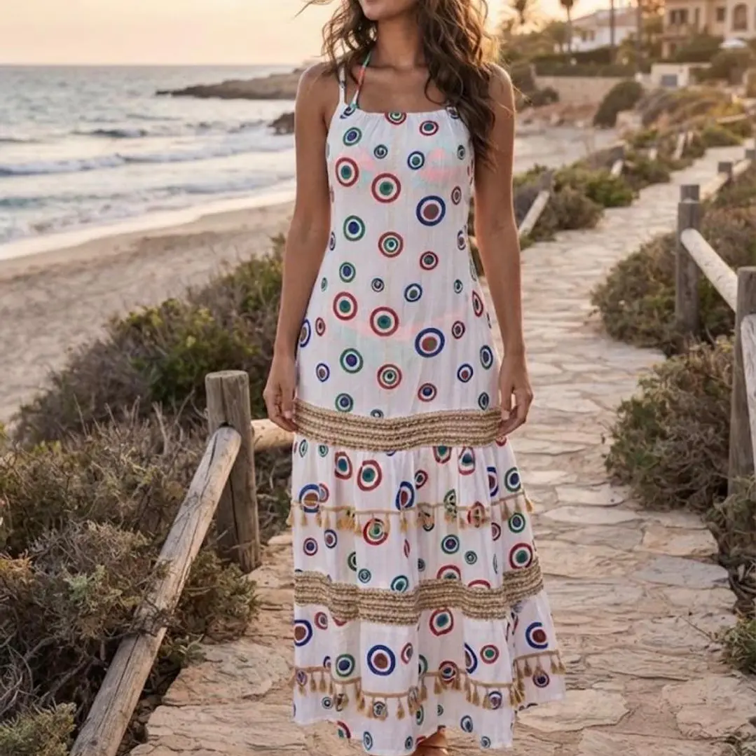 Elegancia Boho – Vestido Maxi de Lúrex de Tirantes con Trabajo de Yute y Encaje 8