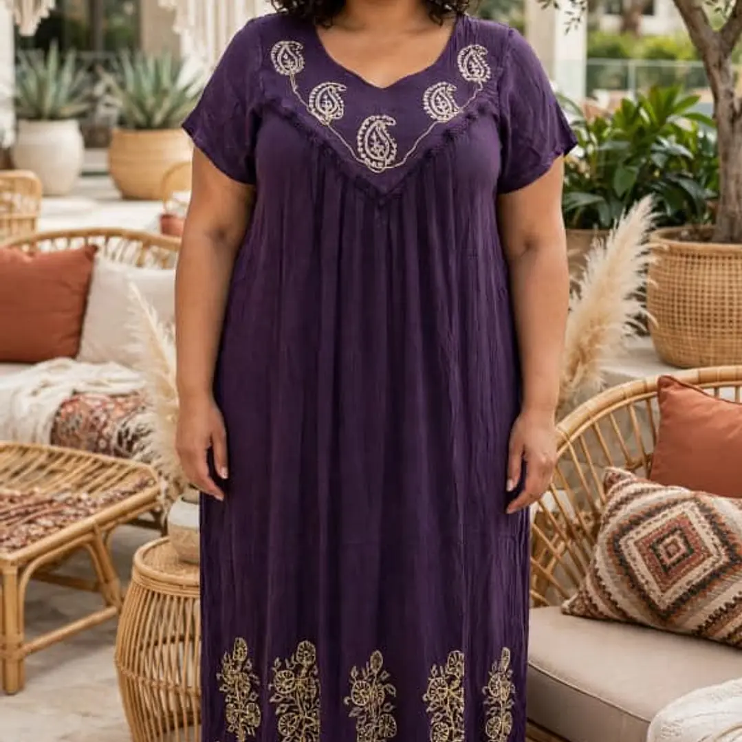 Vestido Largo de Algodón Talla Jumbo – Diseño Hindú Tradicional 8