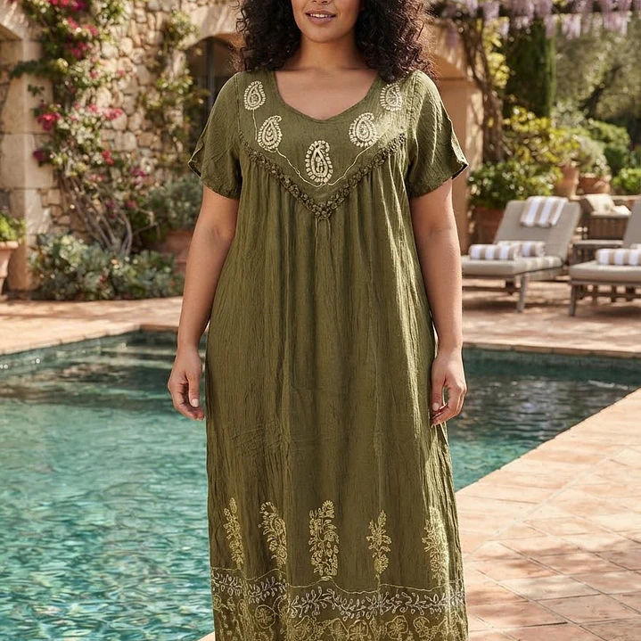 Vestido Largo de Algodón Talla Jumbo – Diseño Hindú Tradicional 4