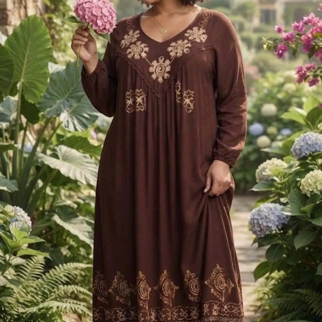 Vestido Largo de Algodón Talla Jumbo – Diseño Hindú Tradicional 6