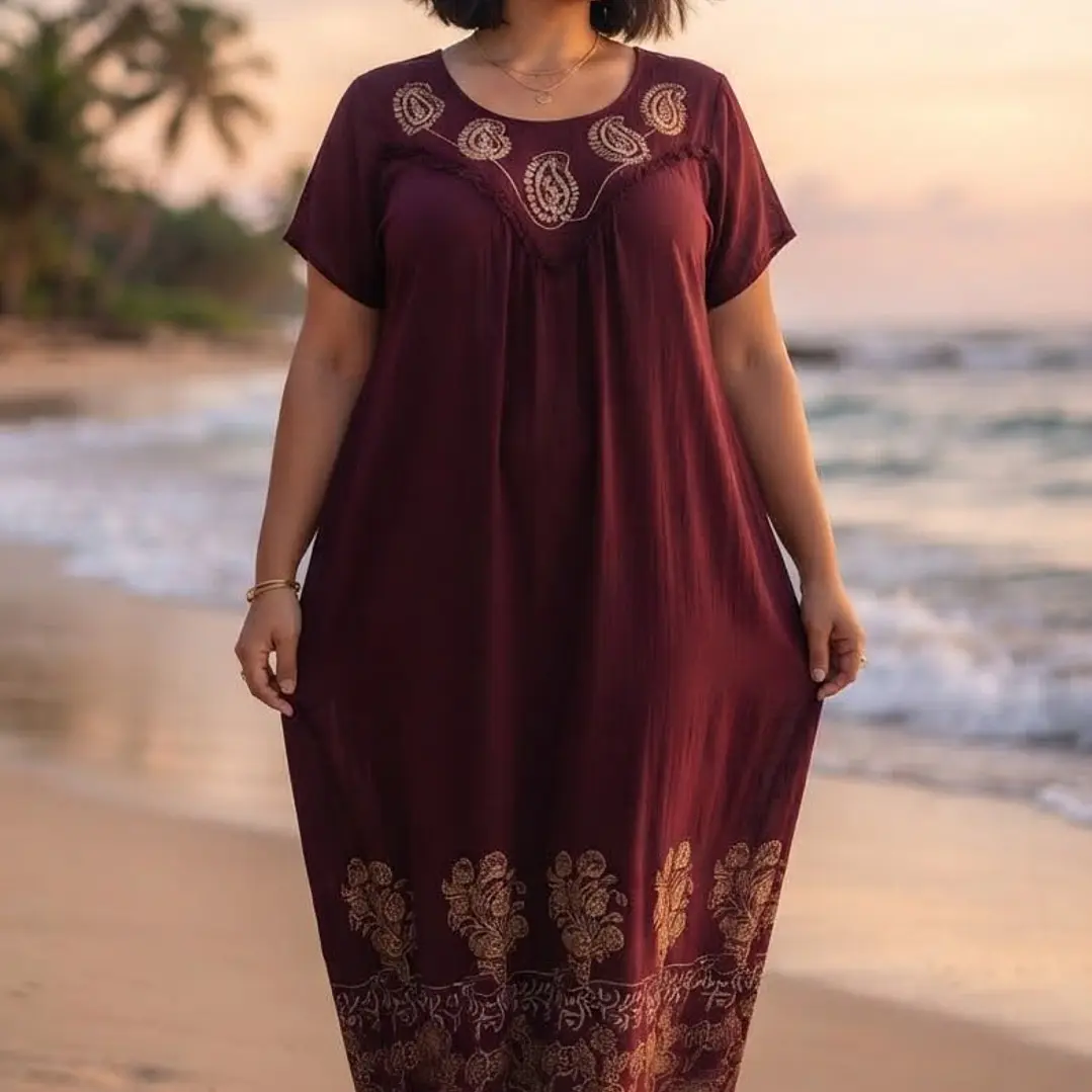 Vestido Largo de Algodón Talla Jumbo – Diseño Hindú Tradicional 2
