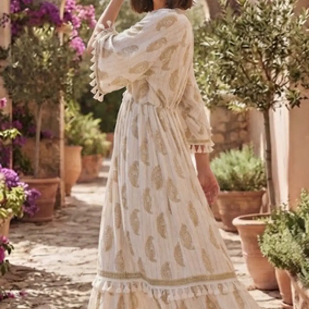 Maxi Vestido de Lurex con Trabajo en Yute 3