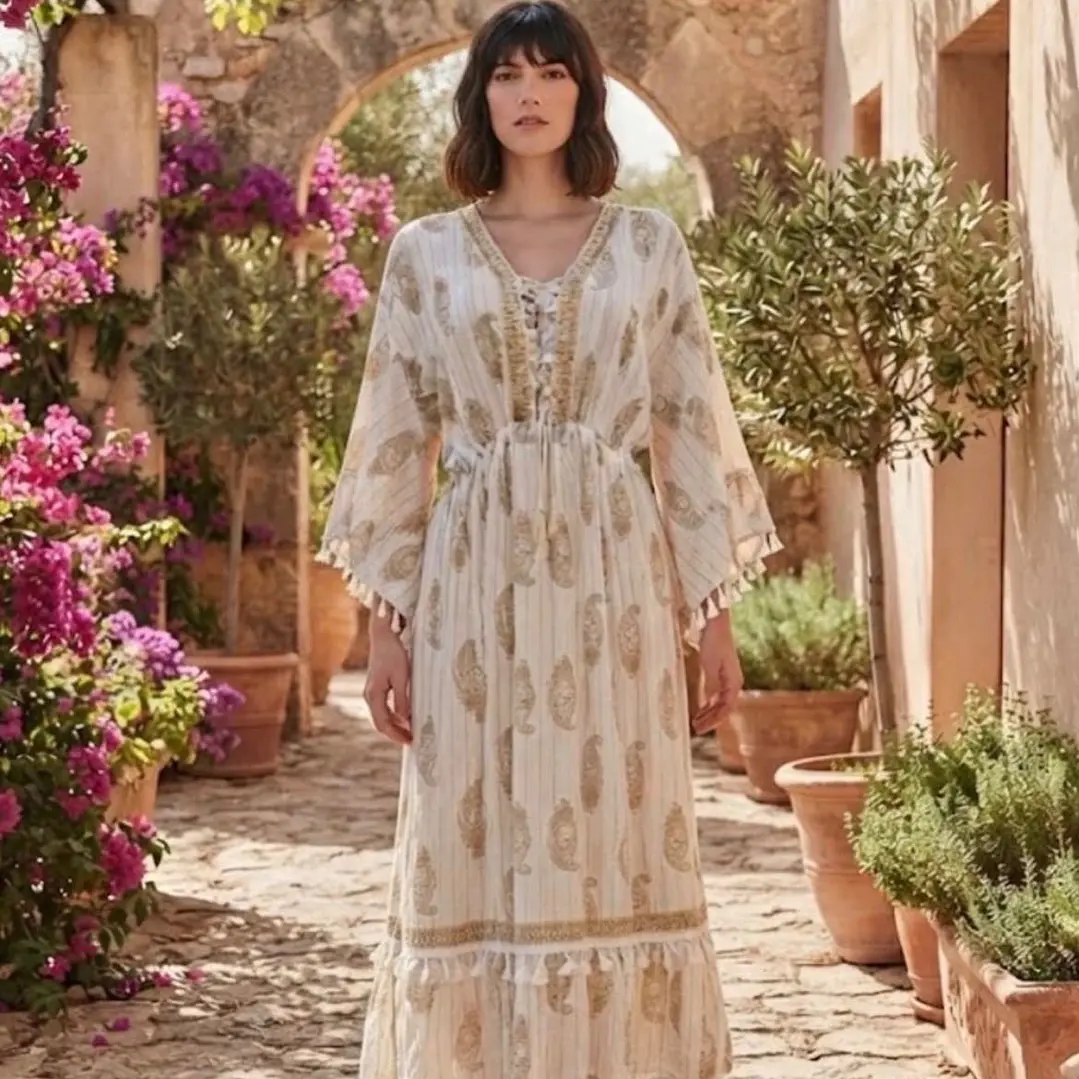 Maxi Vestido de Lurex con Trabajo en Yute 4
