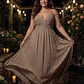 Vestido Maxidress Lurex con Tirantes y Escote de Encaje – Talla Única (Hecho de India) - Miniatura 1