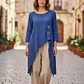 Blusa de Lino Asimétrica con Botones Decorativos - Miniatura 1