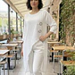 Blusa de Lino Asimétrica con Botones Decorativos - Miniatura 4
