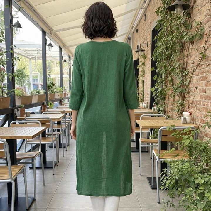 Blusa de Lino Asimétrica con Botones Decorativos 7