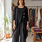 Blusa de Lino Asimétrica con Botones Decorativos - Miniatura 8