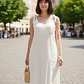Vestido de Lino con Tirantes y Detalle Floral - thumbnail 3