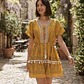 Vestido Corto Boho de Algodón Lurex y Escote Acordonado - thumbnail 1
