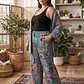 Conjunto (SET Co-ord) de Seda Estampado Kimono y Pantalón Ancho  - Miniatura 4