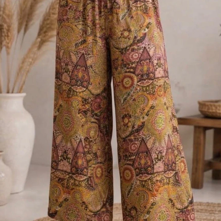 Conjunto (SET Co-ord) de Seda Estampado Kimono y Pantalón Ancho  7