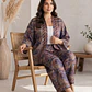 Conjunto (SET Co-ord) de Seda Estampado Kimono y Pantalón Ancho  - Miniatura 3