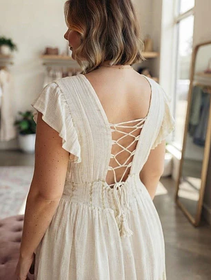 Vestido Lurex de Fiesta y Verano con Escote Trasero