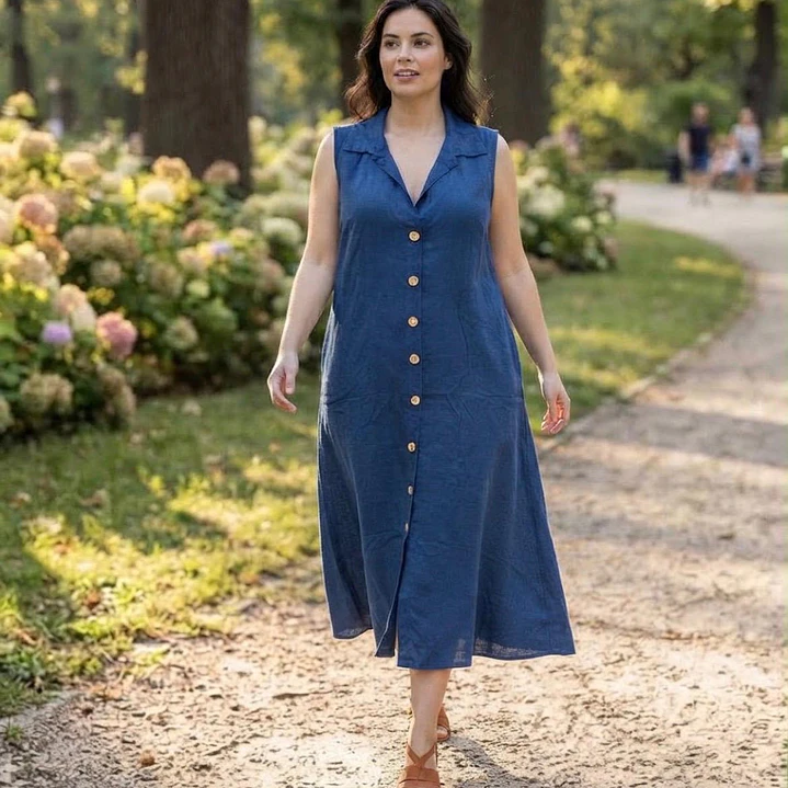 Vestido Camisero de Algodón Sin Mangas - Rabby Moda 1
